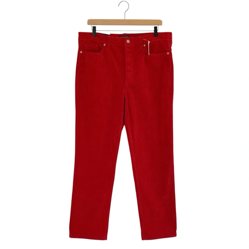 Banana Republic Bright Red High Rise Button Fly Straight Leg Corduroy Pants - Picture 4 of 12